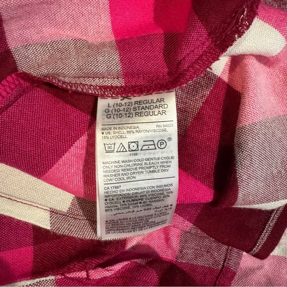 NEW Old Navy Girls Tunic Length Plaid Pink Long Sleeve Shirt Size Large 10/12 - Picture 5 of 5